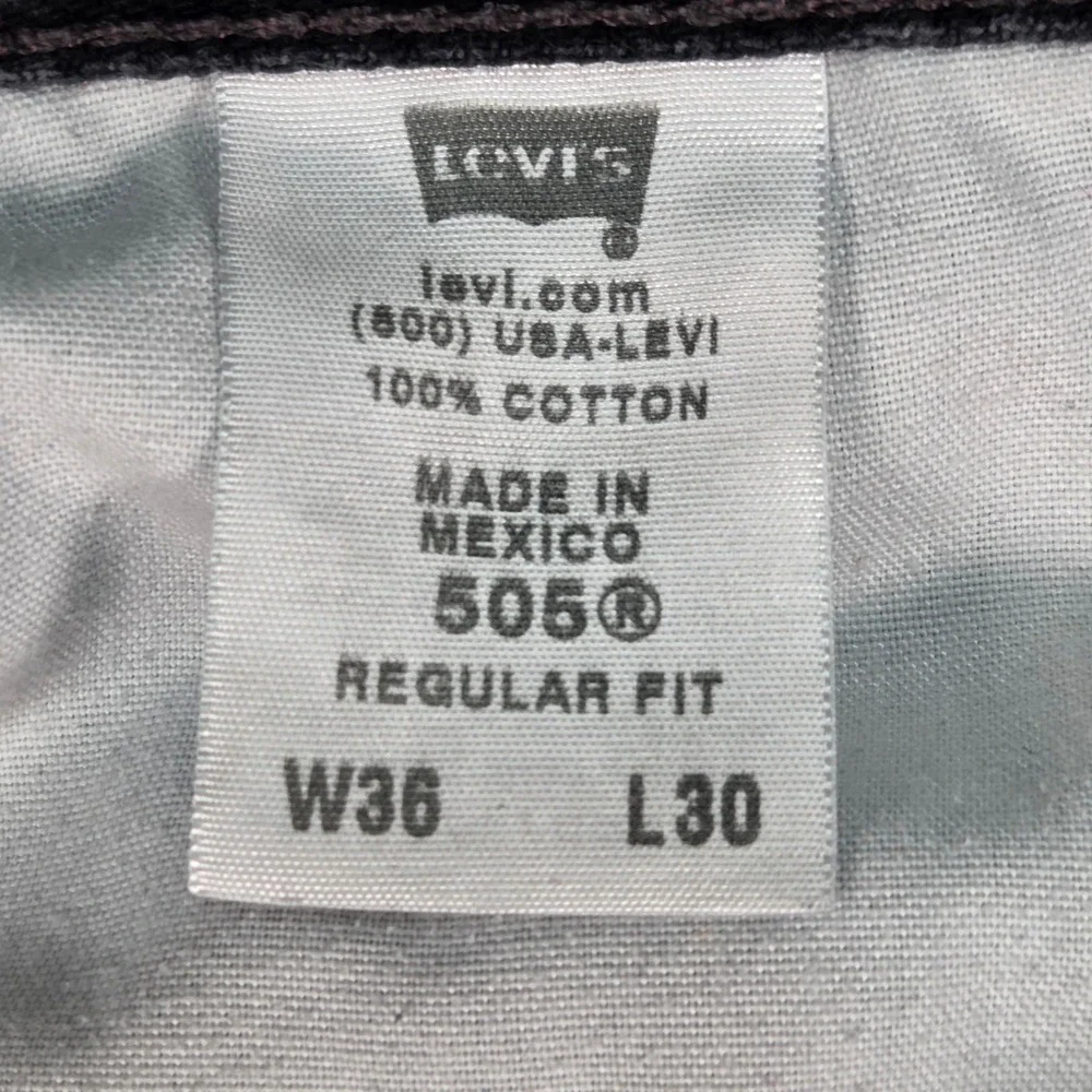 Vtg Levis 505 Regular Fit Jeans Mens 36x30 (34x29) Black Denim Straight Leg Pant